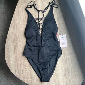 YMI ribbed low back criss cross swimsuit